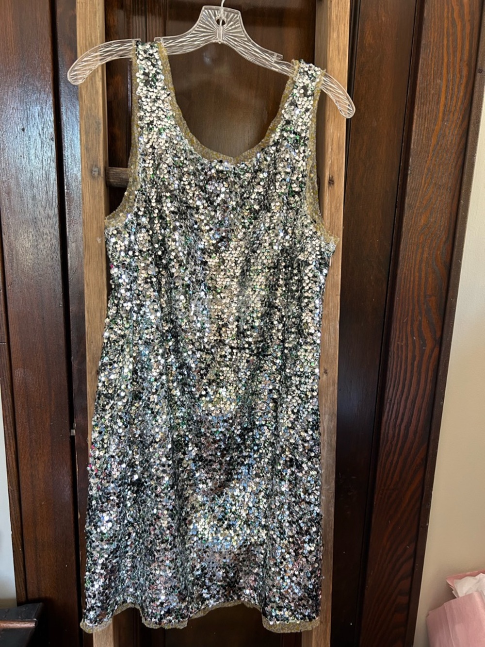 J. Crew Collection Sequin Mini Dress w/ green & yellow confetti tulle trim